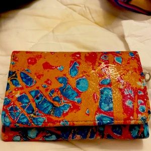 Brand New HOBO Summertime Abstract Leather Wallet. Whimsical Fun Wallet